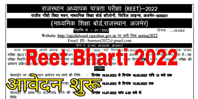 Rajasthan Reet Bharti 2022