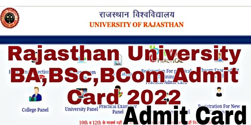 Rajasthan University BA BSc BCom Admit Card 2022