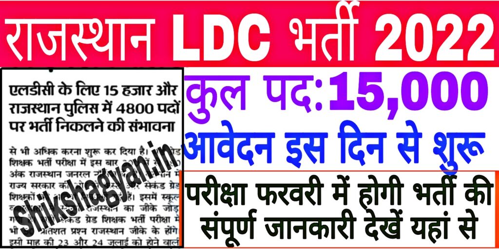 Rajasthan LDC Bharti 2022