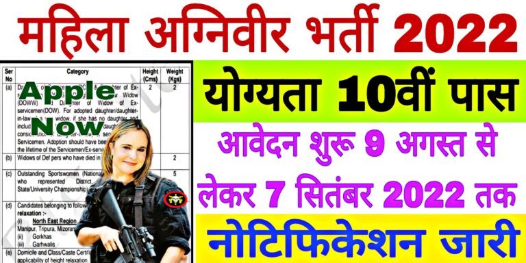 Indian Army Agniveer Female Recruitment 2022