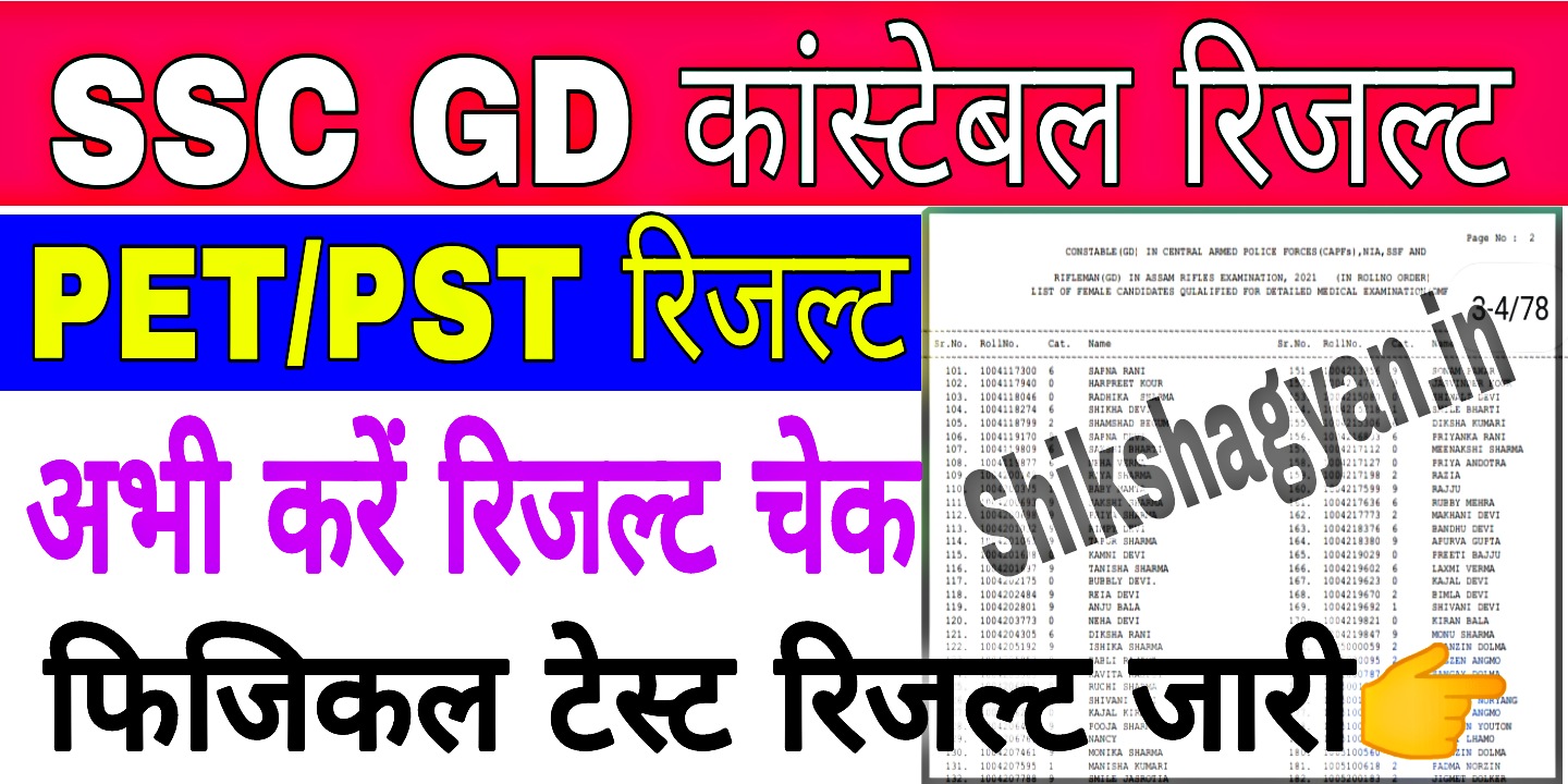 SSC GD Constable PET PST Result 2022