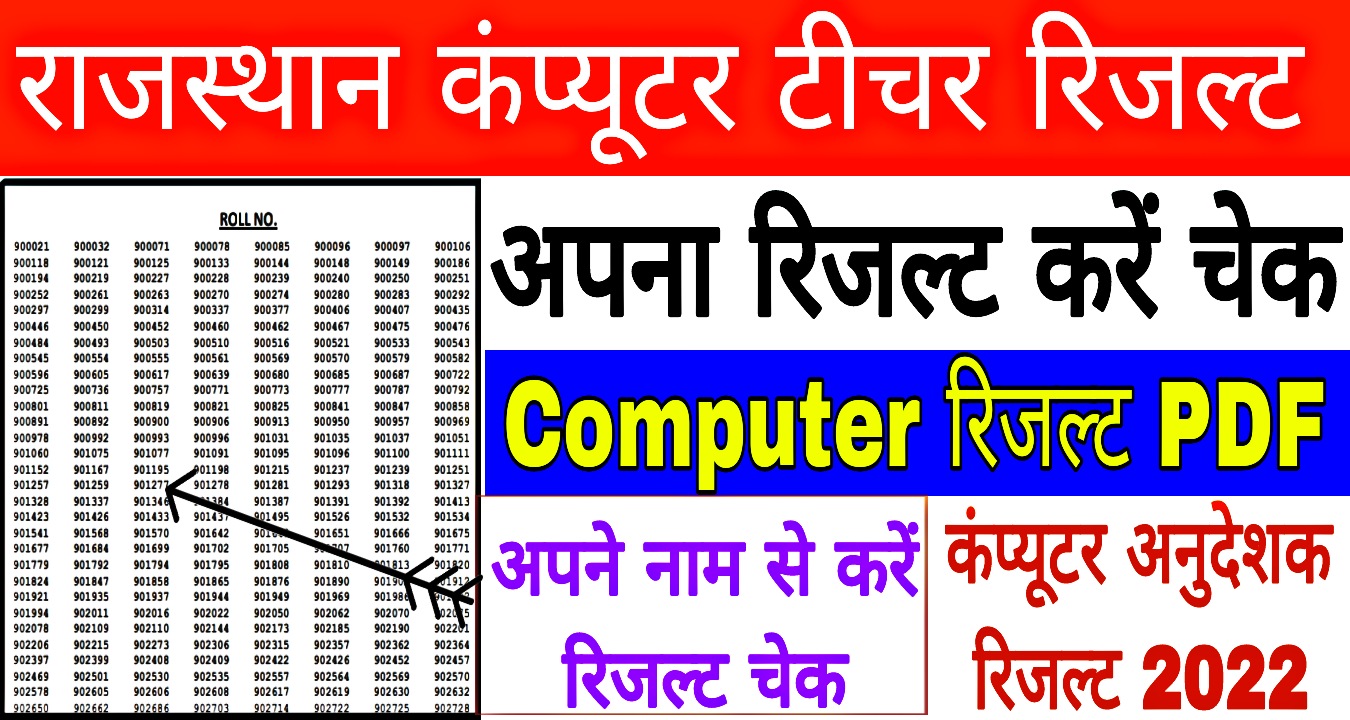 Rajasthan Computer Teachers Result 2022 PDF