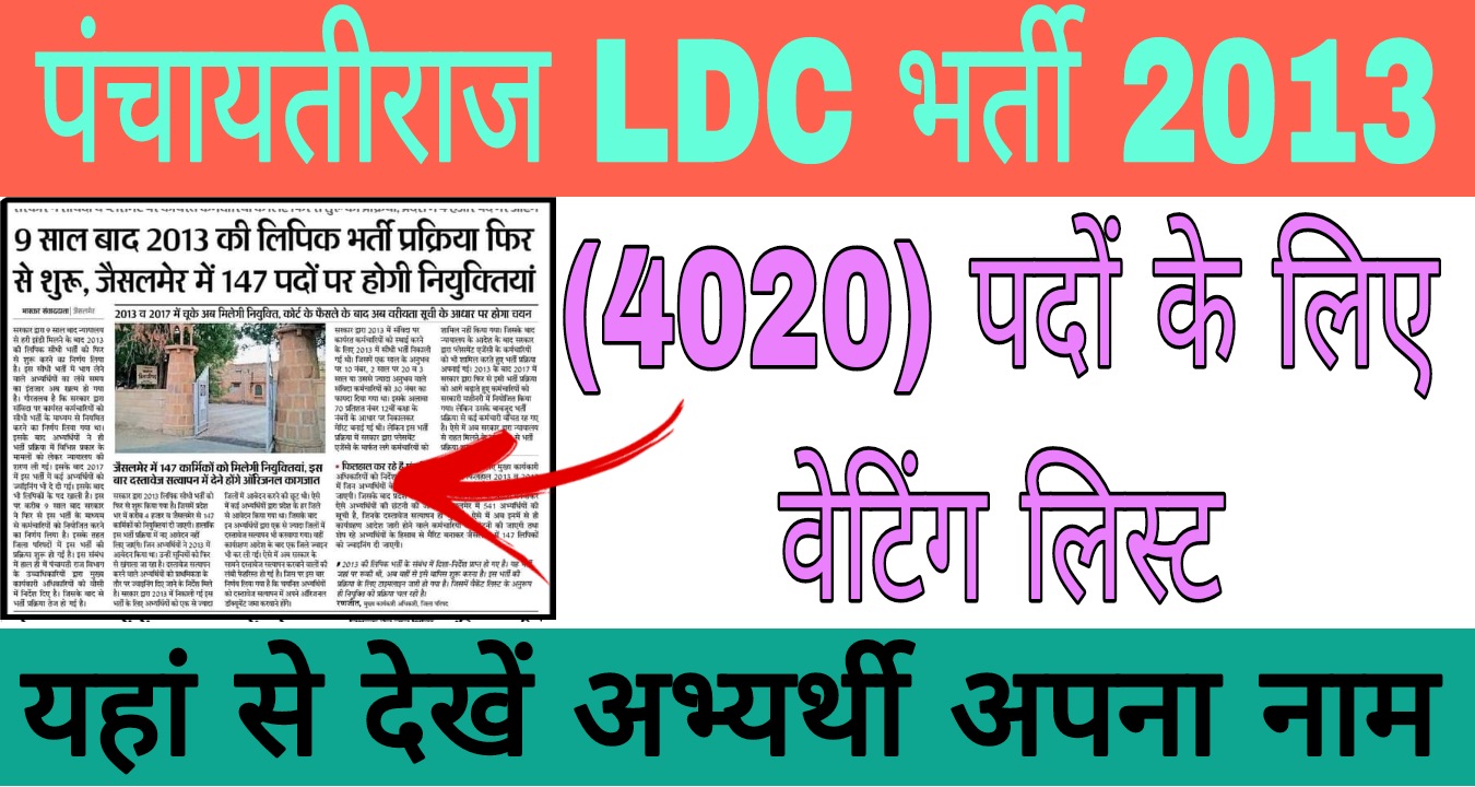 Panchayati Raj LDC 2013 Waiting List District Wise