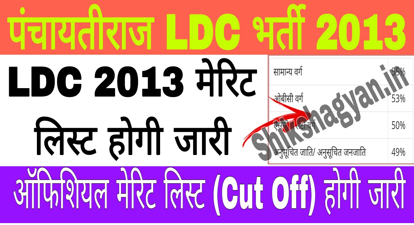Panchayati Raj LDC Bharti 2013 Merit List