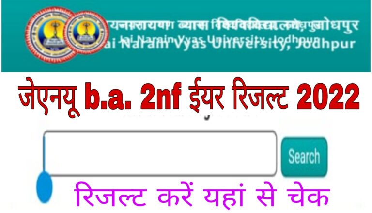 JNVU University BA 2nd Year Result 2022