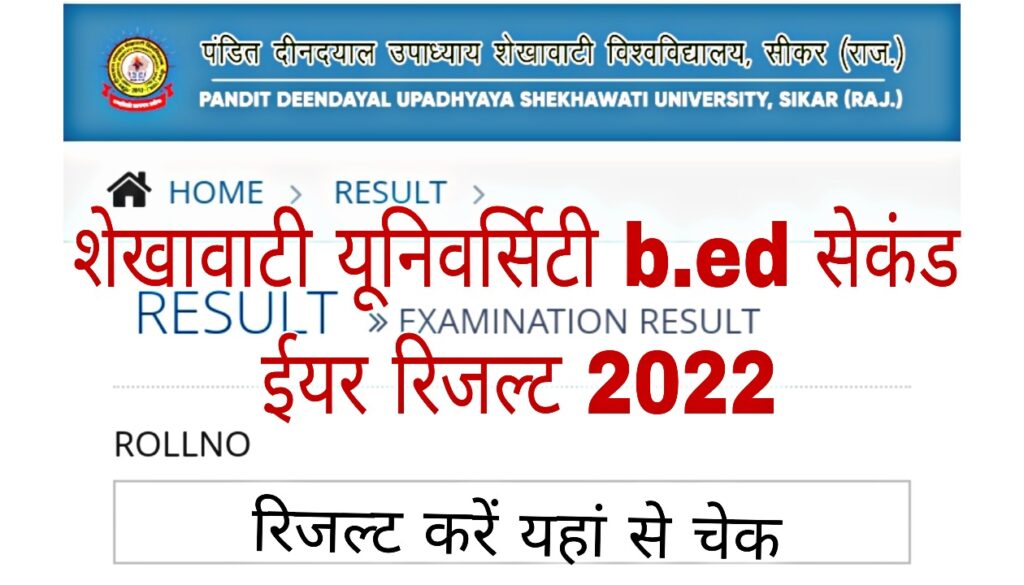 Shekhawati University BEd 2nd Year Result 2022 Name Wise 