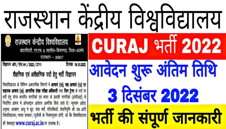 Rajasthan Central University Recruitment 2022