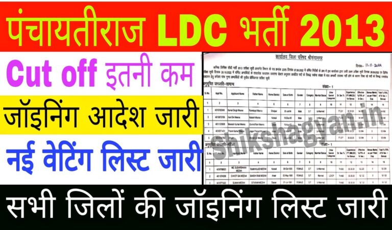 Rajasthan Panchayati Raj LDC 2013 Joining List