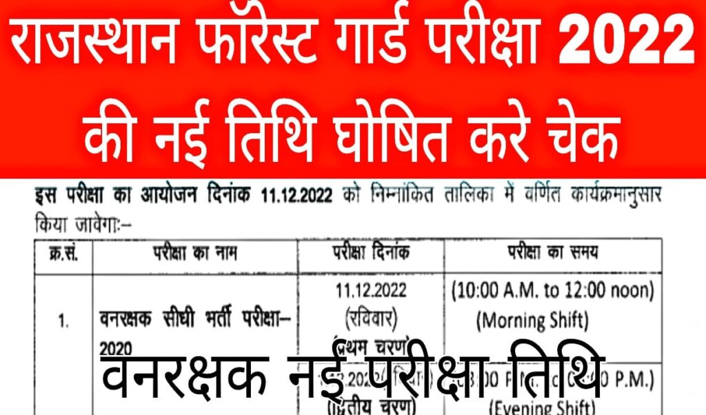 Rajasthan Forest Guard New Exam Date 2022