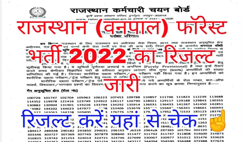 Rajasthan Forester Result 2022