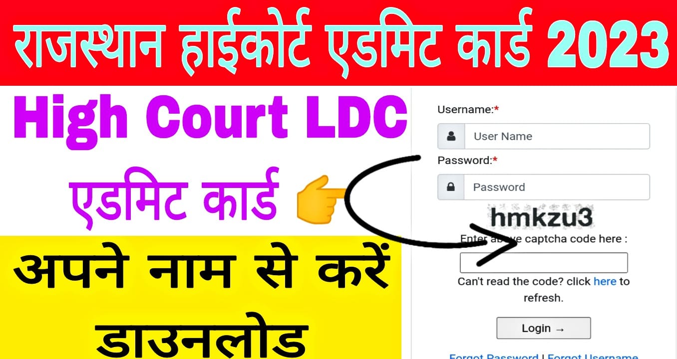 Rajasthan High Court LDC Admit Card 2023 Name Wise