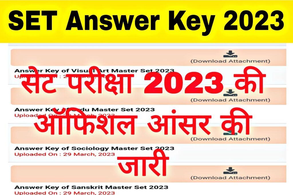 Rajasthan SET Answer Key 2023