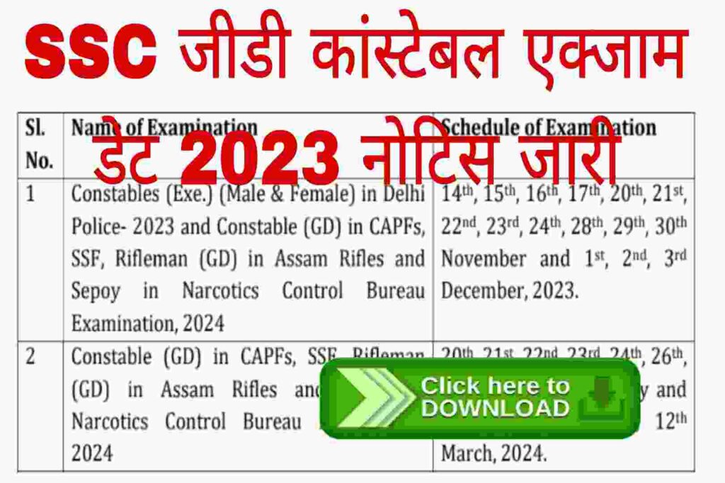 SSC GD Constable Exam Date 2023