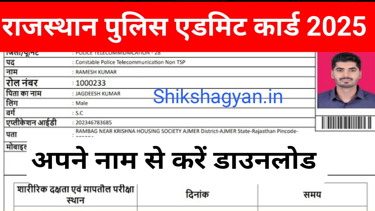 Rajasthan Police Exam City 2025