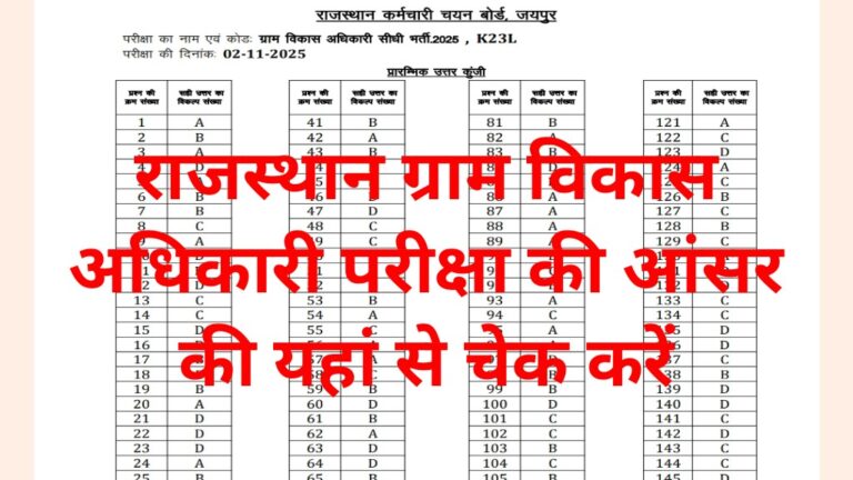 Rajasthan VDO Answer Key 2025