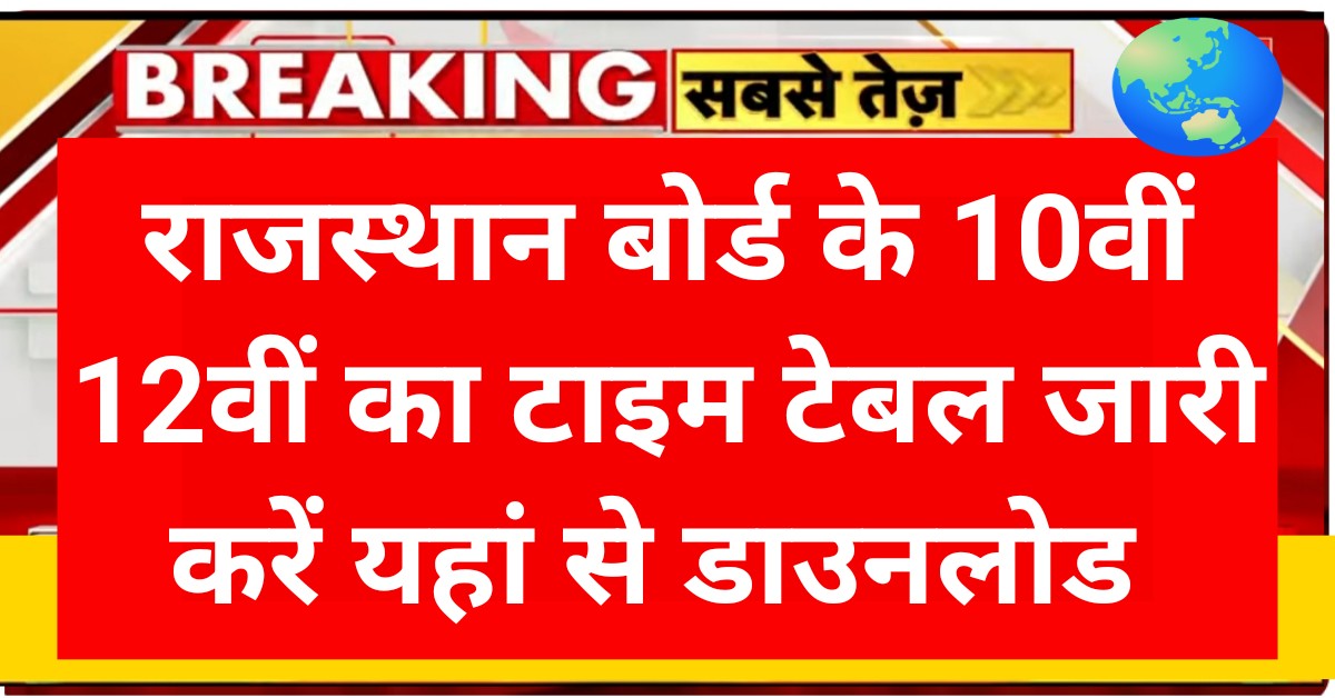 Rajasthan Board 10th 12th Time Table 2026